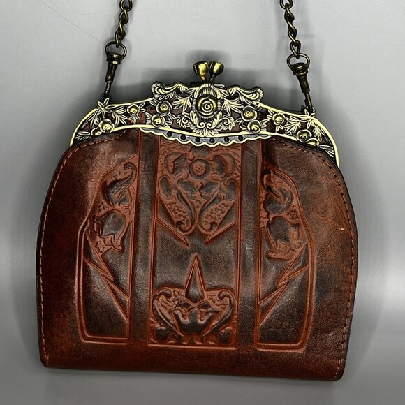 Patricia Nash Handbags - PATRICIA NASH SOFT METALLIC TOOLES ROSARIA SNAP CLOSURE SHOULDER CHAIN WITH SNAP